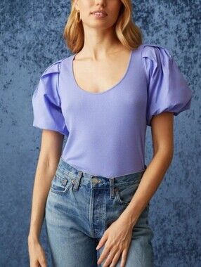 Marie Oliver Leigh Puff-Sleeve Top Size XS
